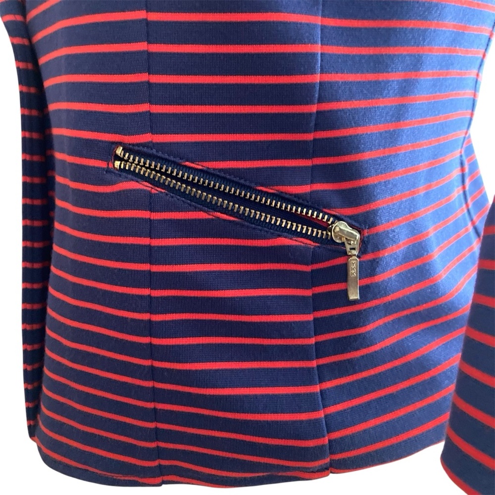 TRISTAN | Red and Blue Striped Fitted Knit Blazer Size M Like New - Picture 6 of 13